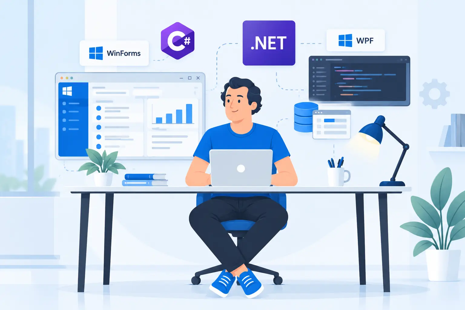 .NET desktop application development with WinForms, WPF, C# and business software